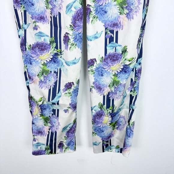 J. Crew Drapey Pull-On Pant in Vintage Floral Stripe Ankle Size 4 EUC - Picture 4 of 13